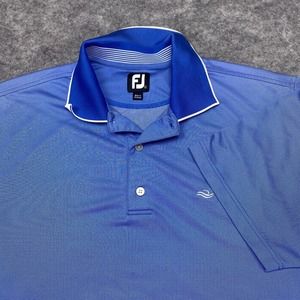 FJ Foot Joy Mens Polo Shirt Large Blue Golf Pullover Short Sleeve L